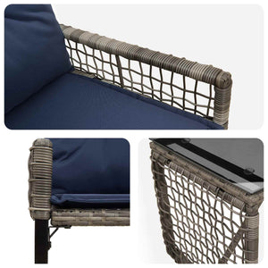 Gartenmöbel Set Grau Marineblau 3-teilig