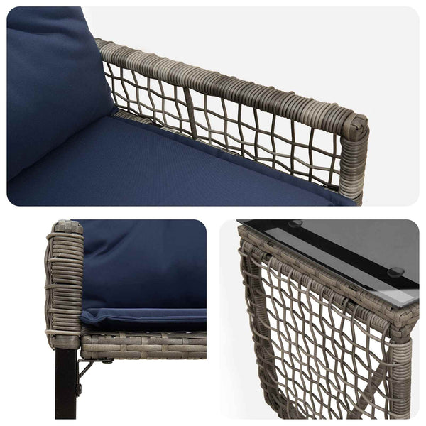 Gartenmöbel Set Grau Marineblau 3-teilig