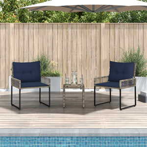 Gartenmöbel Set Grau Marineblau 3-teilig