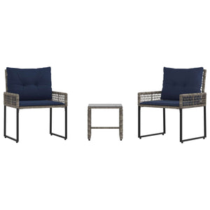 Gartenmöbel Set Grau Marineblau 3-teilig