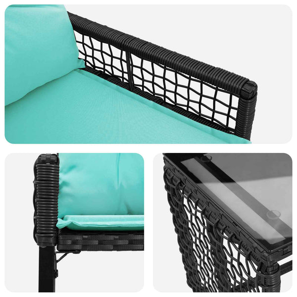 Gartenmöbel Set Schwarz Türkis 3-teilig