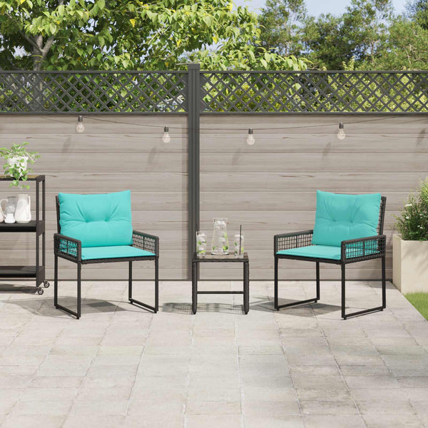Gartenmöbel Set Schwarz Türkis 3-teilig
