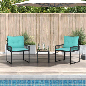 Gartenmöbel Set Schwarz Türkis 3-teilig