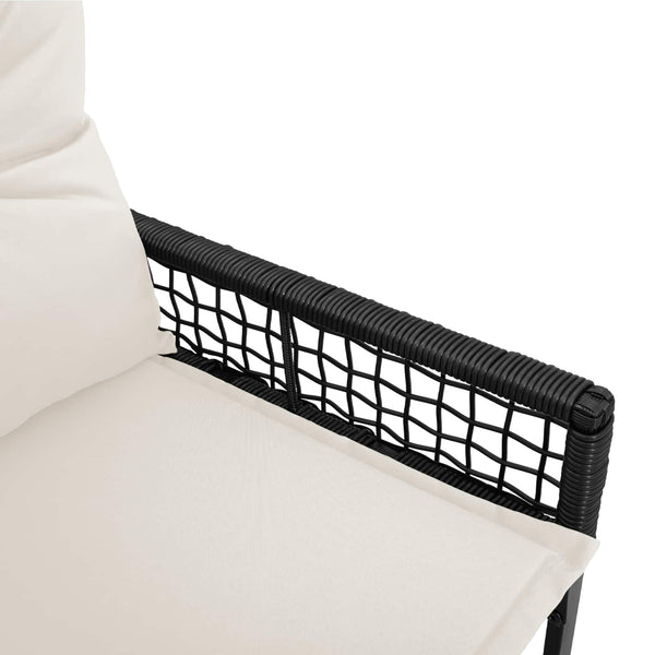 Outdoor Bank mit Kissen Schwarz/Cremeweiß