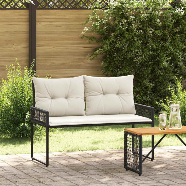 Outdoor Bank mit Kissen Schwarz/Cremeweiß