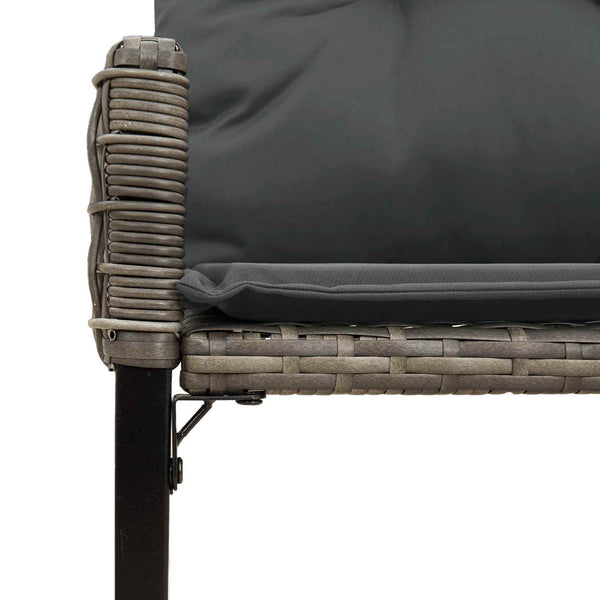 vidaXL Banc d'extérieur gris 118 x 55 x 82 cm en rotin PE et tissu