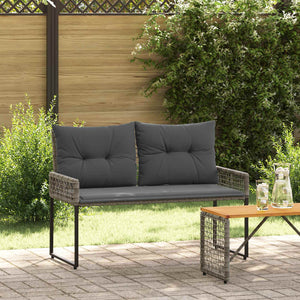 vidaXL Banc d'extérieur gris 118 x 55 x 82 cm en rotin PE et tissu