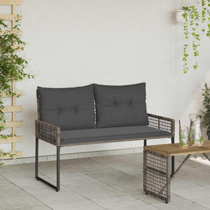 vidaXL Banc d'extérieur gris 118 x 55 x 82 cm en rotin PE et tissu