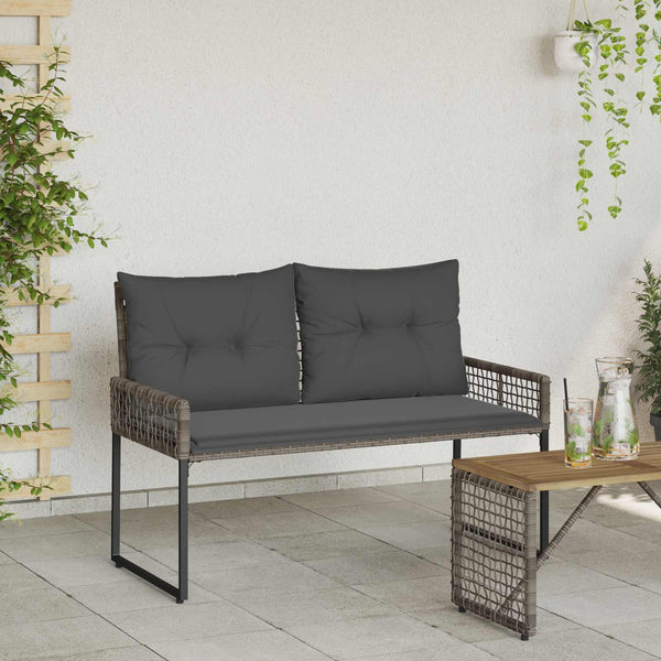 vidaXL Banc d'extérieur gris 118 x 55 x 82 cm en rotin PE et tissu