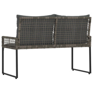 vidaXL Banc d'extérieur gris 118 x 55 x 82 cm en rotin PE et tissu