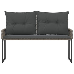 vidaXL Banc d'extérieur gris 118 x 55 x 82 cm en rotin PE et tissu