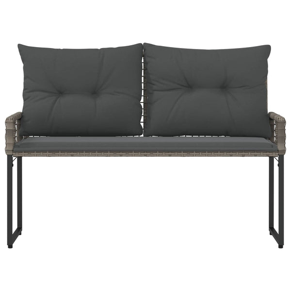 vidaXL Banc d'extérieur gris 118 x 55 x 82 cm en rotin PE et tissu