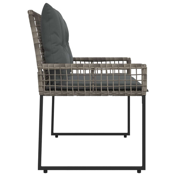 vidaXL Banc d'extérieur gris 118 x 55 x 82 cm en rotin PE et tissu