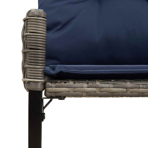 Outdoor Bank mit Kissen Grau/Marine