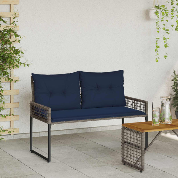 Outdoor Bank mit Kissen Grau/Marine