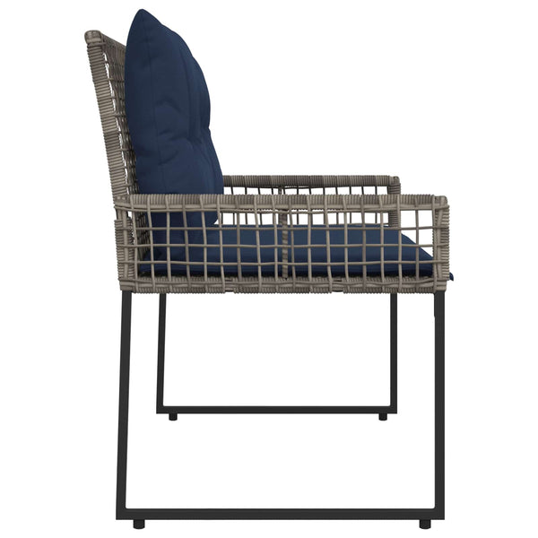 Outdoor Bank mit Kissen Grau/Marine
