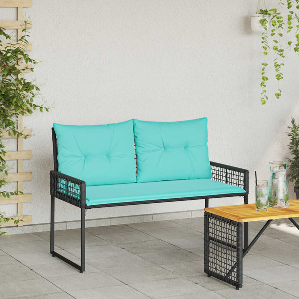Outdoor Bank mit Kissen Schwarz Türkis