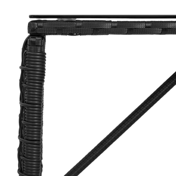 Schwarzer Outdoor Tisch Rattan/Glas 80x40cm