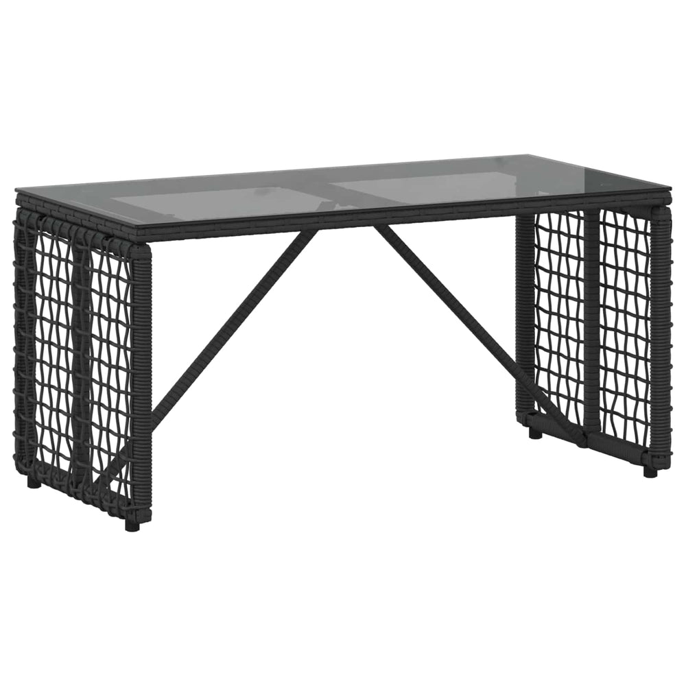 Schwarzer Outdoor Tisch Rattan/Glas 80x40cm
