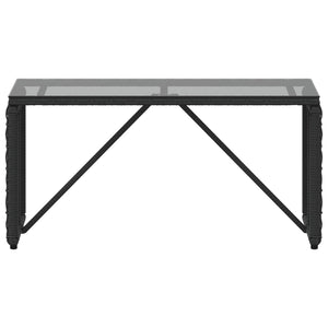 Schwarzer Outdoor Tisch Rattan/Glas 80x40cm