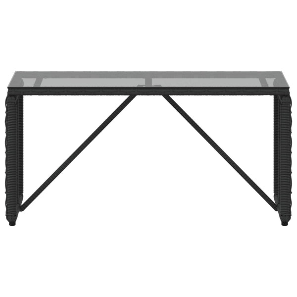 Schwarzer Outdoor Tisch Rattan/Glas 80x40cm