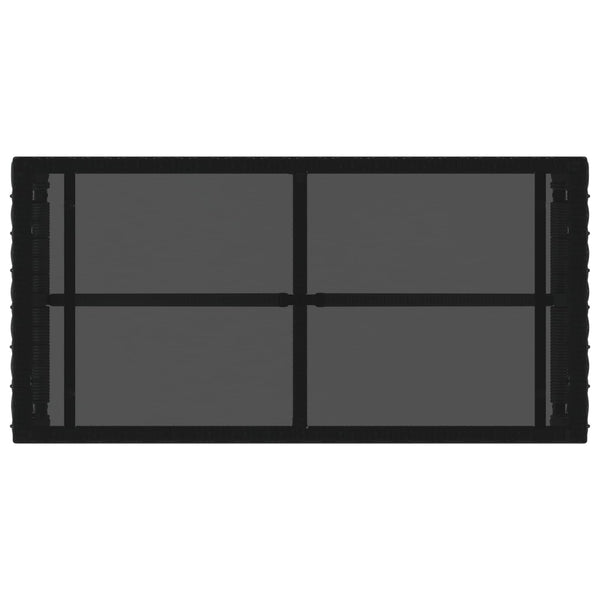 Schwarzer Outdoor Tisch Rattan/Glas 80x40cm