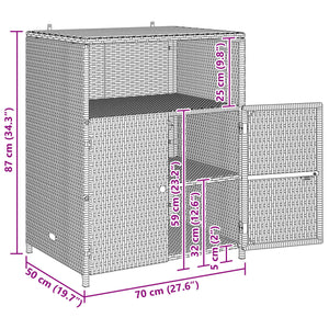 Grauer Rattan Schrank mit Tür