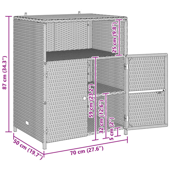 Beiger Rattan Schrank mit Tür