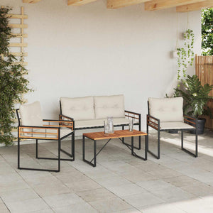 Gartenmöbel Set Creme 4-teilig mit Kissen