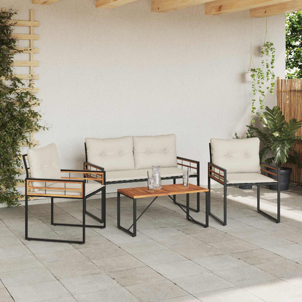 Gartenmöbel Set Creme 4-teilig mit Kissen
