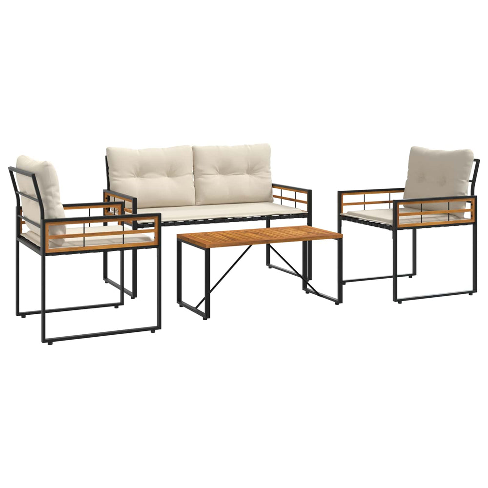Gartenmöbel Set Creme 4-teilig mit Kissen