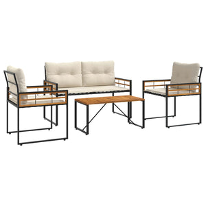 Gartenmöbel Set Creme 4-teilig mit Kissen