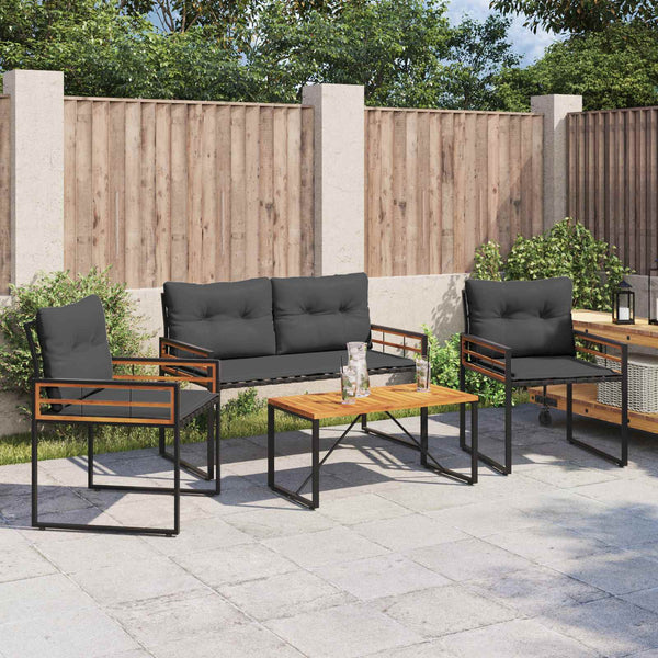 Gartenmöbel Set Blassgrau mit Kissen, 4-teilig
