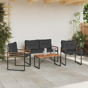 Gartenmöbel Set Blassgrau mit Kissen, 4-teilig