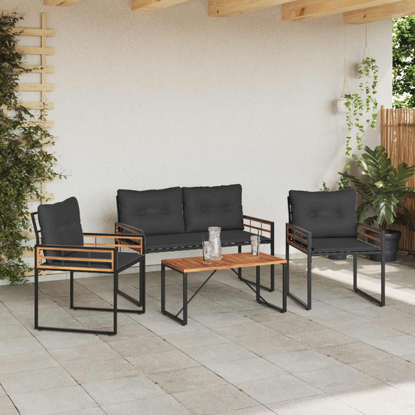 Gartenmöbel Set Blassgrau mit Kissen, 4-teilig