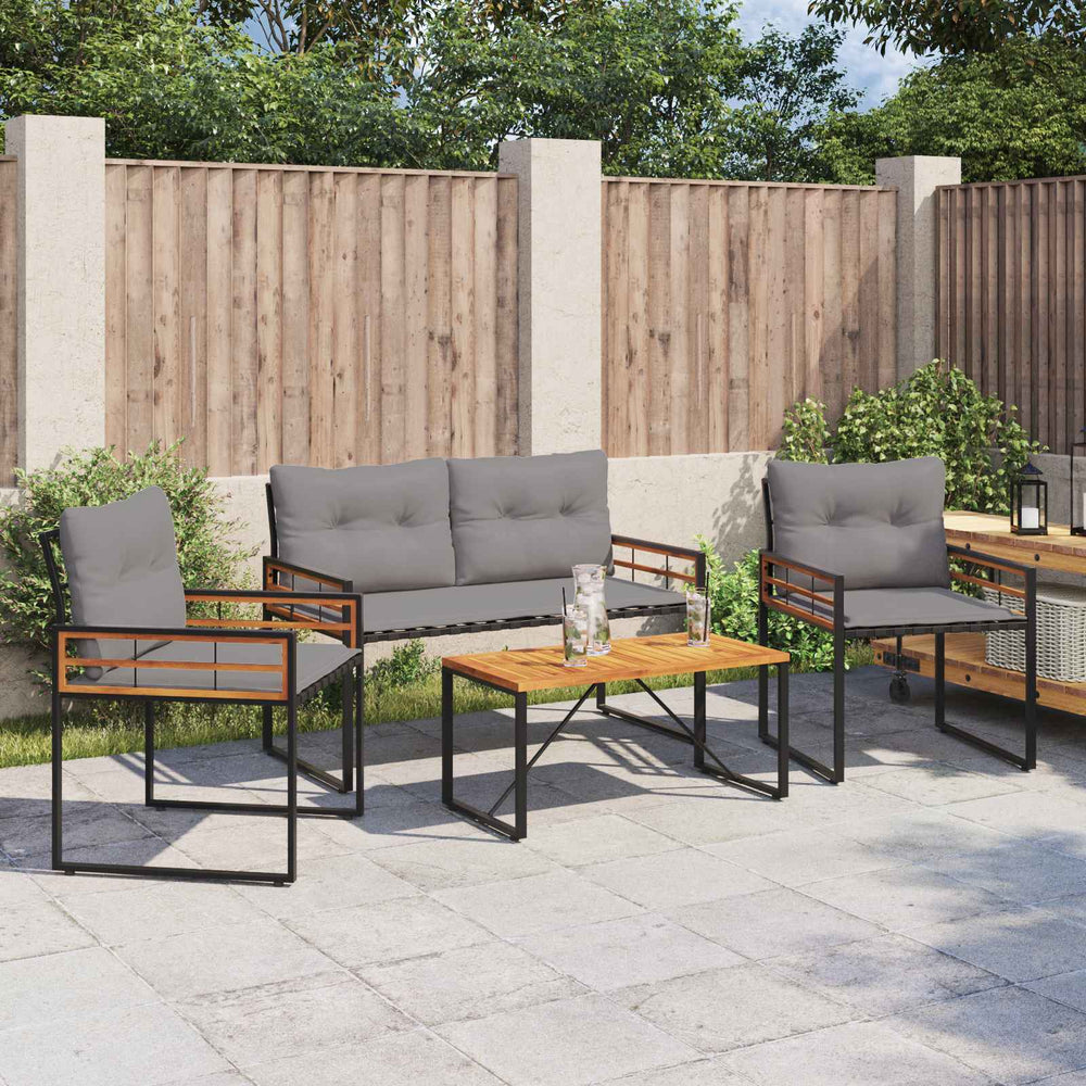 Gartenmöbel Set Hellgrau 4-teilig mit Kissen