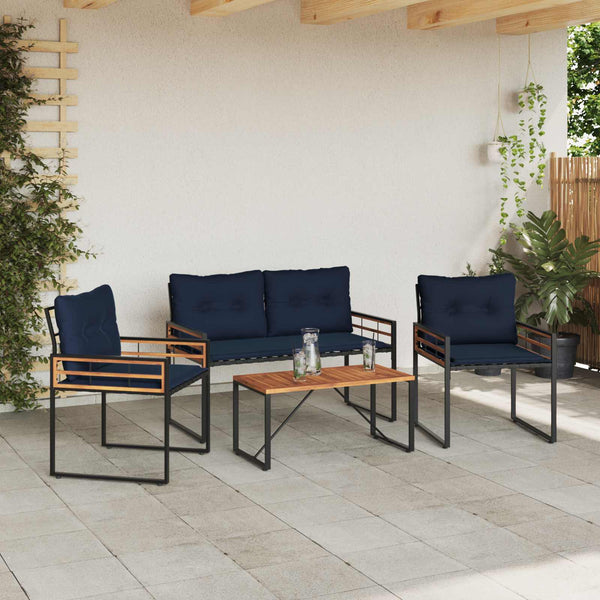 Gartenmöbel Set Marineblau 4-teilig