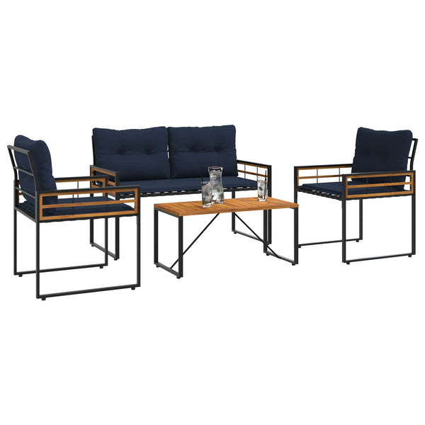 Gartenmöbel Set Marineblau 4-teilig