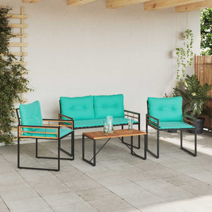 Türkises Gartenmöbel-Set mit Kissen, 4-teilig