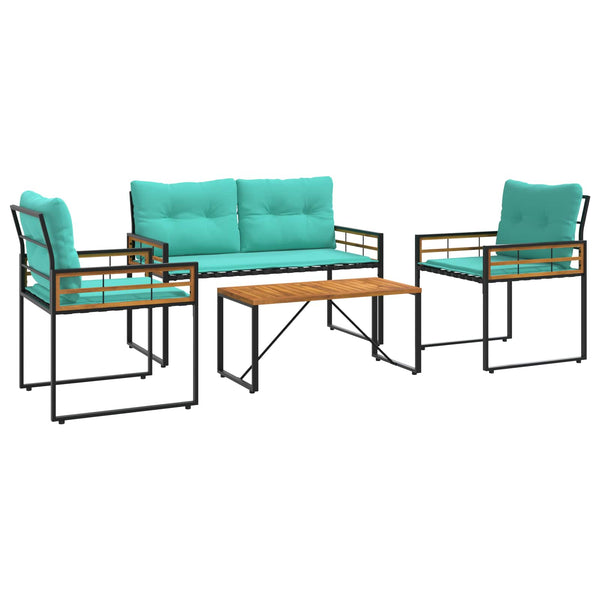 Türkises Gartenmöbel-Set mit Kissen, 4-teilig