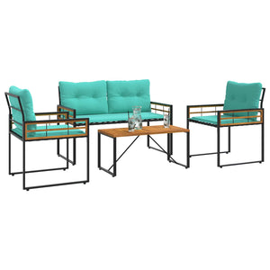 Türkises Gartenmöbel-Set mit Kissen, 4-teilig