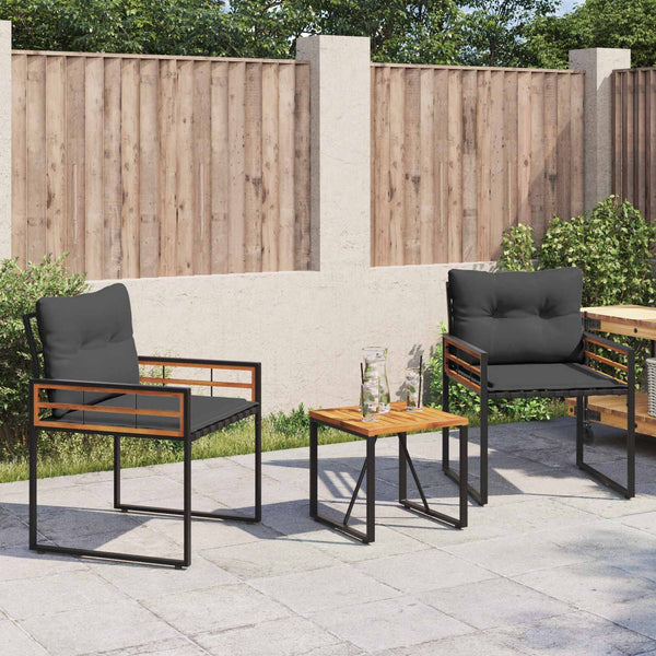 Gartenmöbel Set 3-teilig Blassgrau mit Kissen