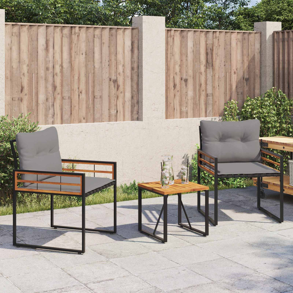 vidaXL Salon de jardin 3 pcs avec coussins Gris clair