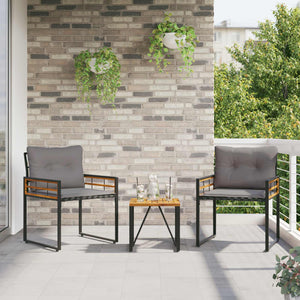 Gartenmöbel Set 3-teilig Hellgrau mit Kissen