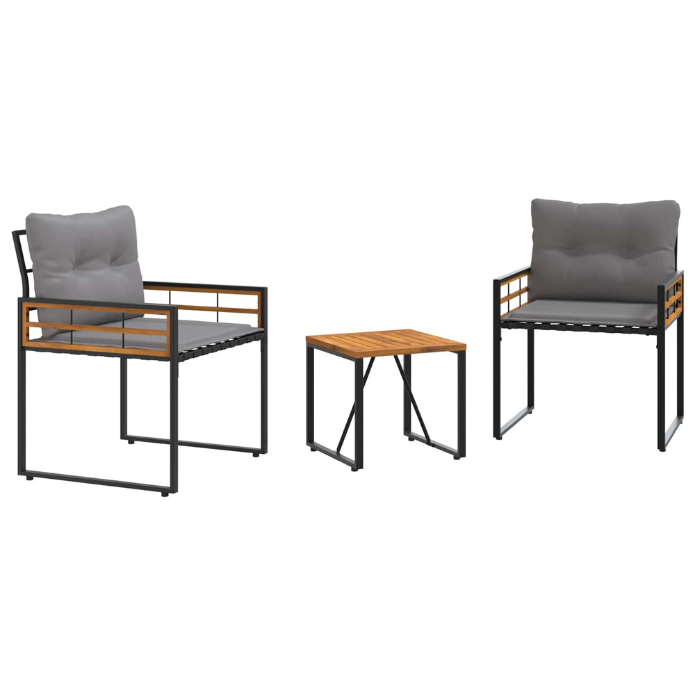 vidaXL Salon de jardin 3 pcs avec coussins Gris clair