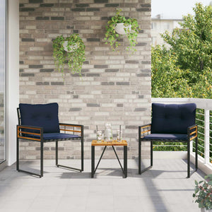 Gartenmöbel Set Marineblau 3-teilig mit Kissen