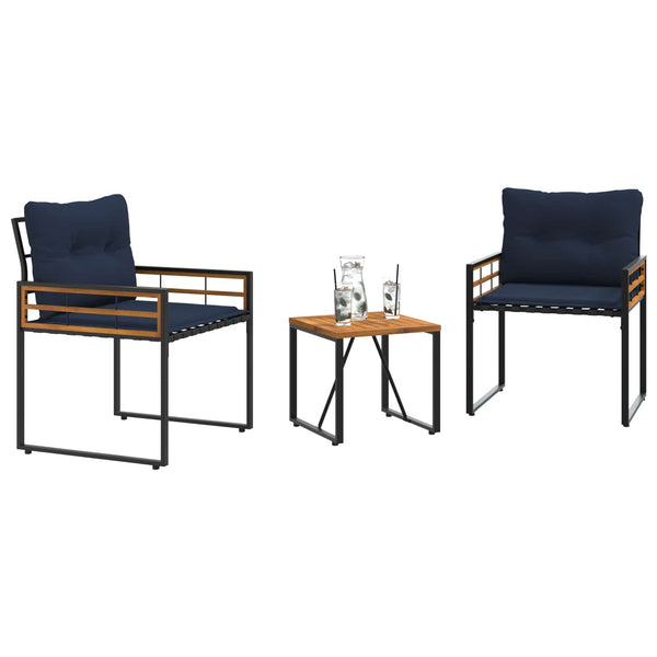 Gartenmöbel Set Marineblau 3-teilig mit Kissen