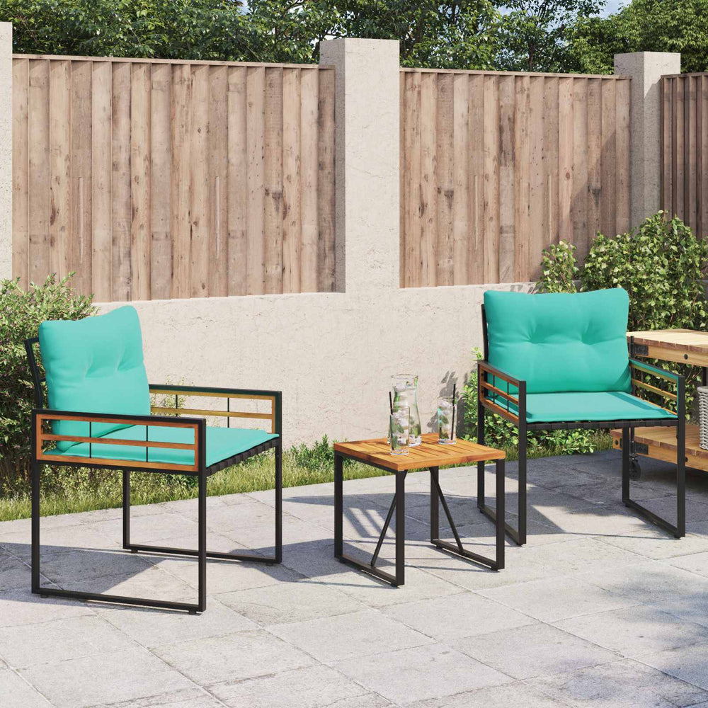 3-teiliges Gartenmöbel-Set Türkis mit Kissen
