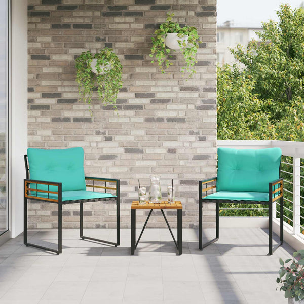 3-teiliges Gartenmöbel-Set Türkis mit Kissen
