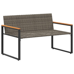 Rattan Gartenbank mit Kissen Grau 115 cm